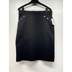 89th  Madison skirts black pencil women's skirt size L G button detail NWT
